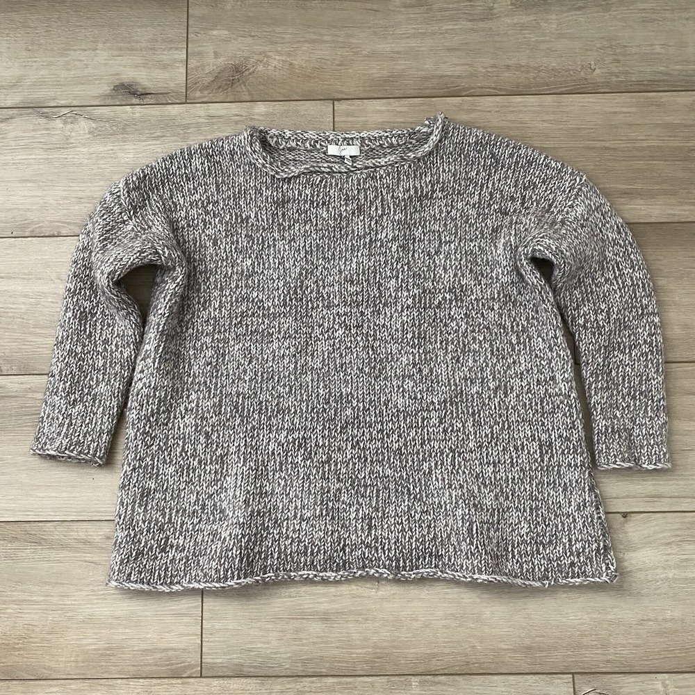 Joie Womens Sweater Open Knit Pullover White Brown Size S Relaxed‎